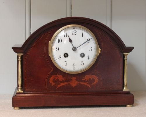 Edwardian Mahogany Striking Mantel Clock