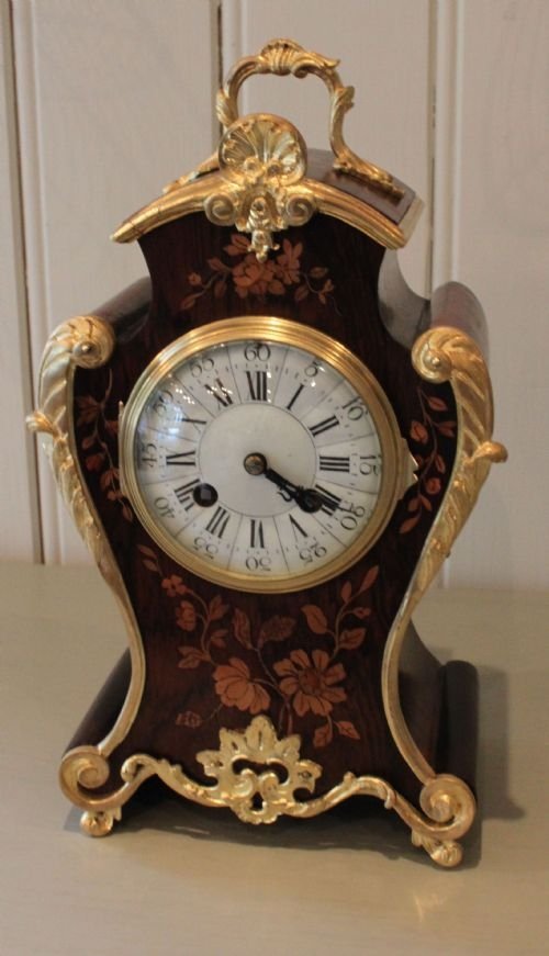 Inlaid Rosewood Mantel Clock