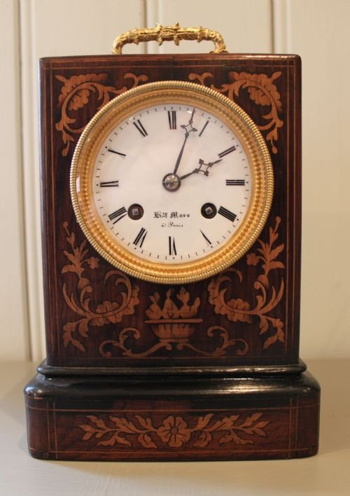 fig 1. French inlaid wooden carriage clock