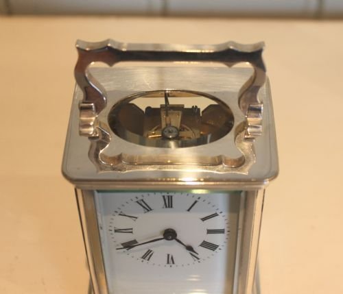 fig 1. French silver plated timepiece carriage clock