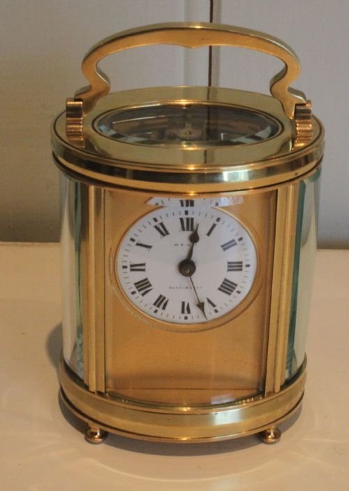 Unusual Oval Timepiece Carriage Clock 
