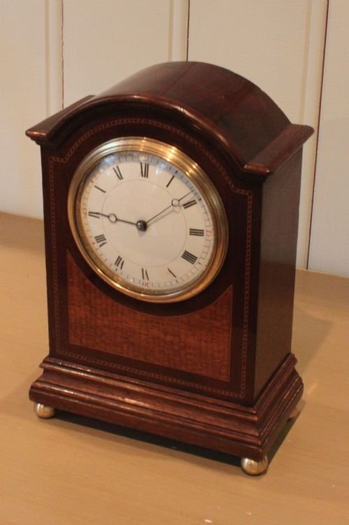 fig 1. mahogany and inlaid mantel clock