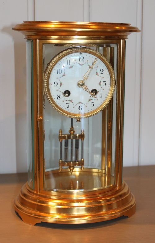 Oval Four Glass Mantel Clock