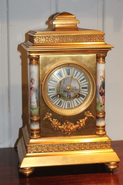 Gilt Ormolu and Porcelain Mantel Clock