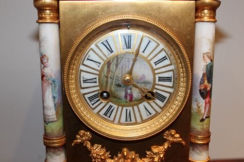 fig 1. gilt ormolu and porcelain mantel clock