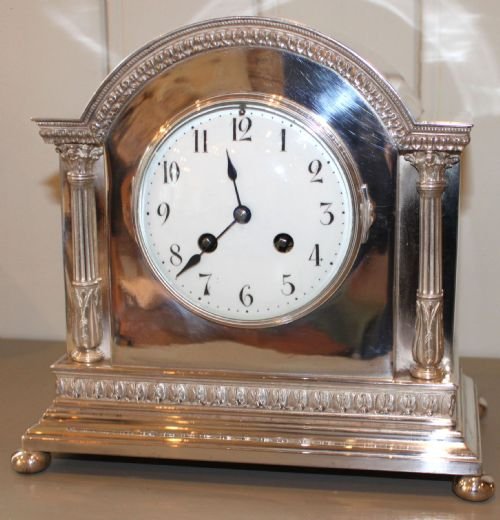 Silver Plated Mantel Clock