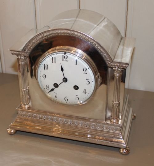 fig 1. silver plated mantel clock