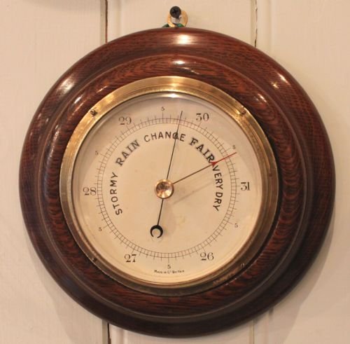 Oak Circular Barometer