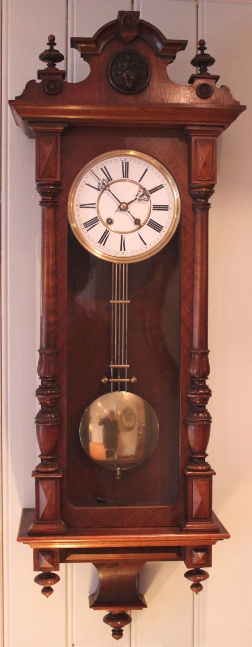 Walnut Regulator Style Wall Clock