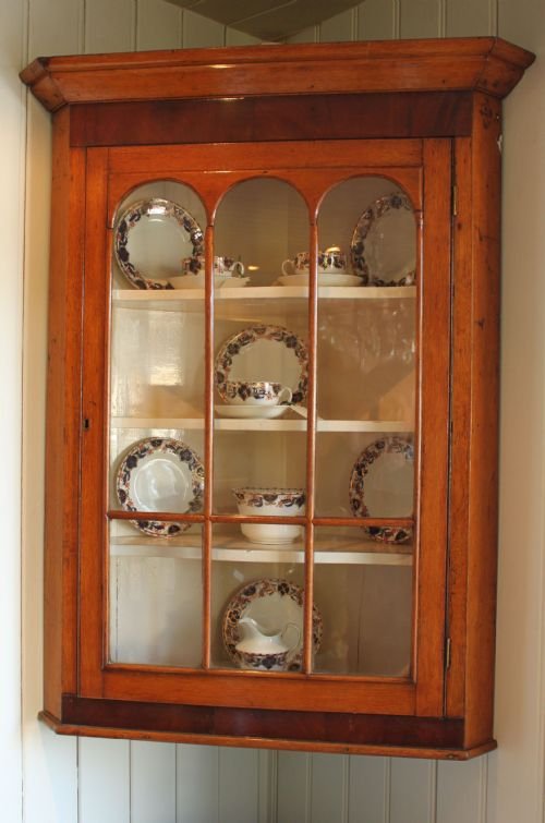 Golden Oak Wall Corner Cabinet