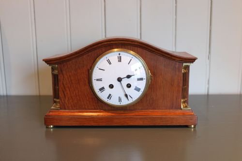 fig 1. golden oak mantel clock