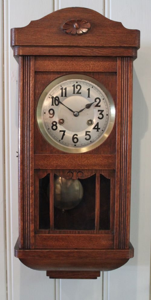 Small Oak Three Glass Wall Clock