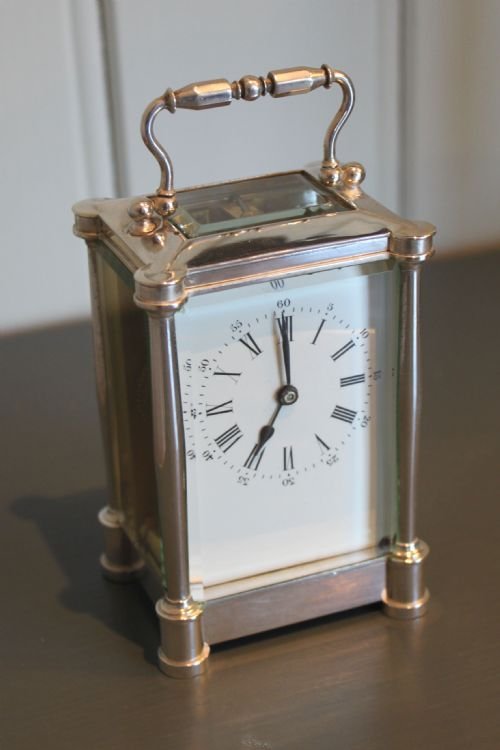 Chamfer Top Silver Plated Carriage Clock