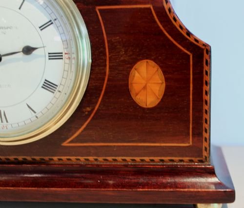 fig 1. Edwardian mahogany and inlaid mantel clock -Retailed by suppliers to The King Edward VII