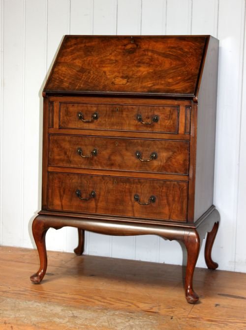 Burr Walnut Veneered Bureau