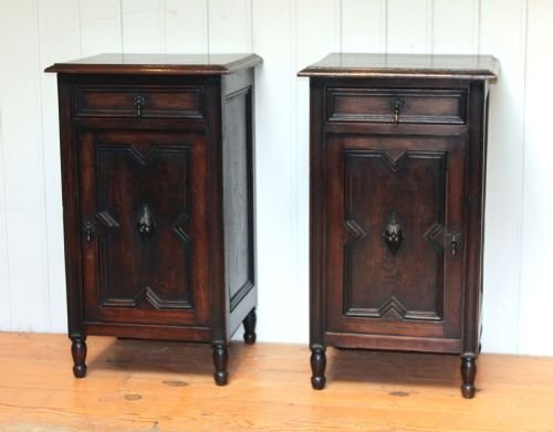 Pair of 1920s Oak Bedside Cabinets  
