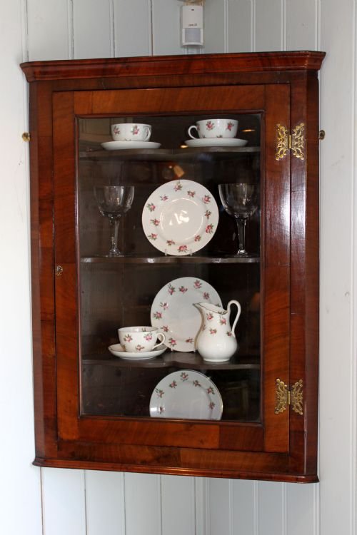 Mid Victorian Glazed Corner Wall Cabinet