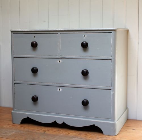 Mid Victorian Painted Pine Chest of Drawers
