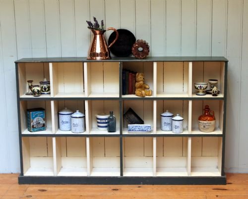 Painted Pine Open Shelves Having Boxed Sections