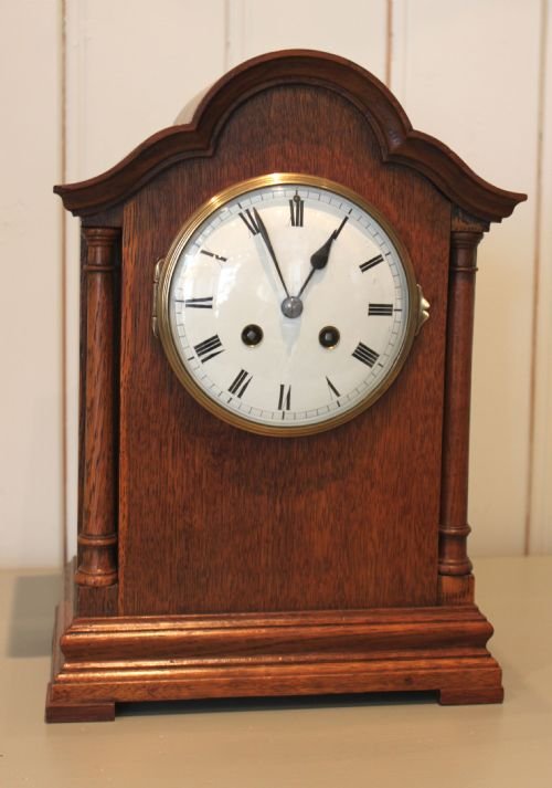 Edwardian Oak Mantel Clock