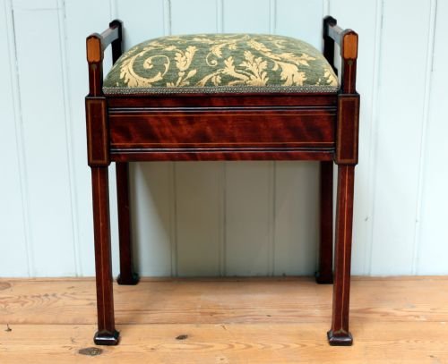 Art Nouveau Mahogany Finish Beechwood Piano Stool  
