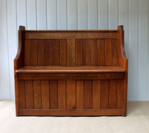 Solid Panelled Oak Box Pew