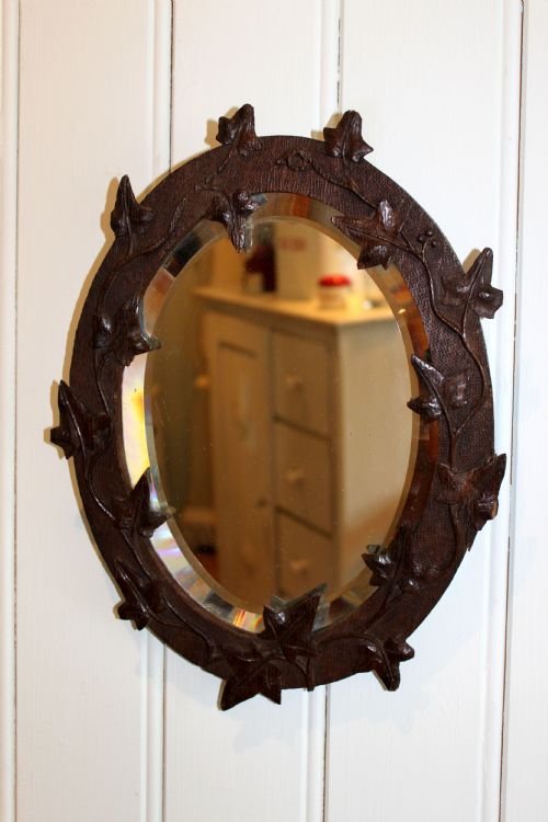 19th Century Carved Black Forest Oak Mirror