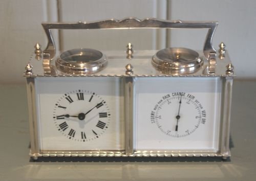Silver Plated Combination Carriage Clock