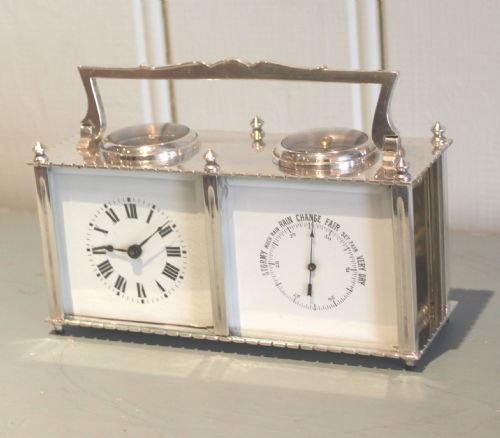 fig 1. Silver Plated Combination Carriage Clock 