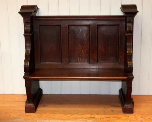 Late 19th Century Architectural Solid Oak Church Pew 
