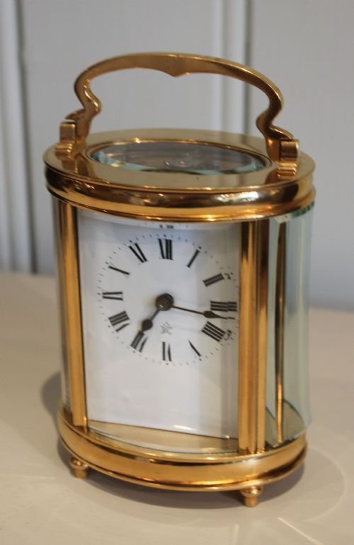 Oval Timepiece Carriage Clock with Case