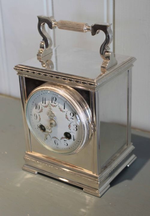 fig 1. Large Silver Plated Striking Carriage Clock