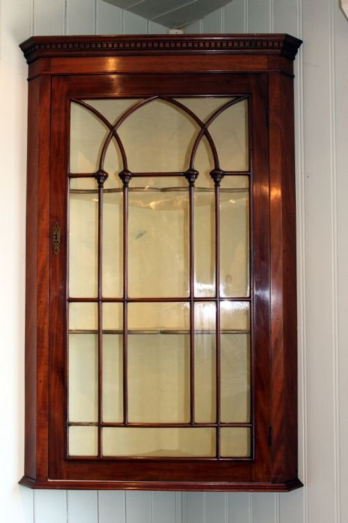Mid Victorian Mahogany Corner Wall Cabinet  
