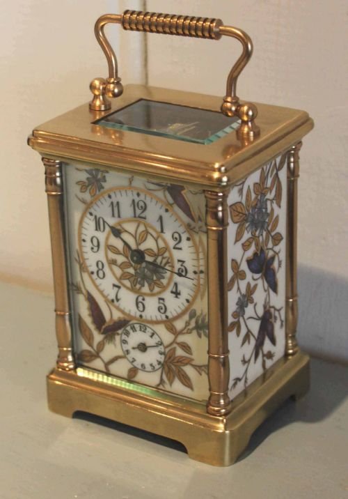Aesthetic Period Cermaic Panel Carriage Clock