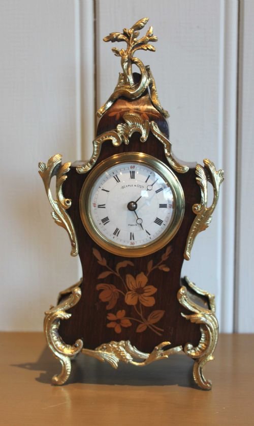 Small Rosewood and Inlaid Mantel Clock