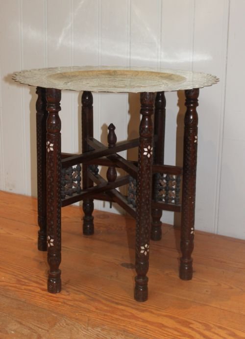 Oriental Brass Tray Top Table  

