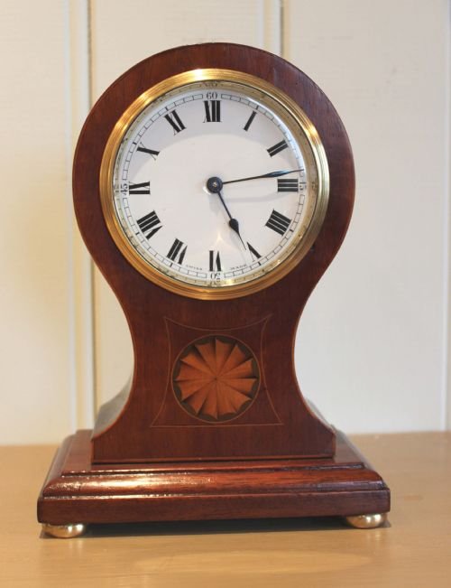 Mahogany and Inlaid Balloon Clock
