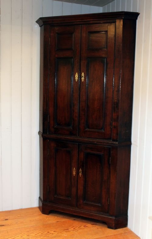 Substantial Late 18th Century Solid Oak Corner Cupboard  
