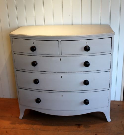 Early 19th Century Bow Fronted Painted Chest of Drawers 
