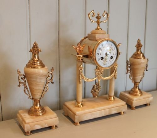 fig 1. Siena Marble Clock Garniture