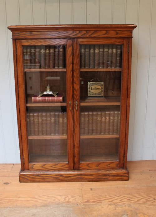 Edwardian Solid Ash Glazed Two Door Bookcase