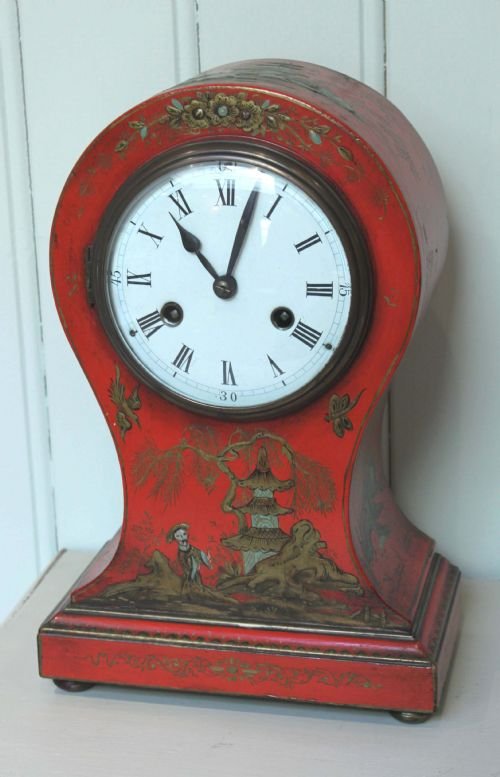 Unusual Red Chinoiserie Balloon Clock