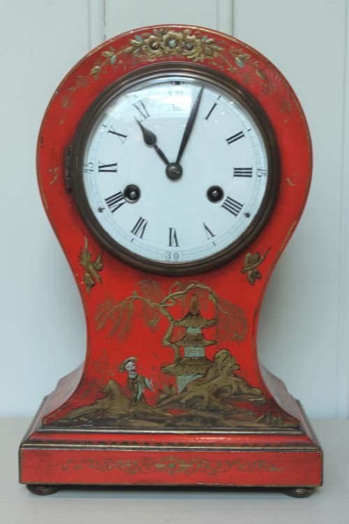 fig 1. Unusual Red Chinoiserie Balloon Clock