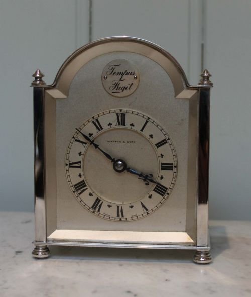 Small Silver Plated Mantel Clock