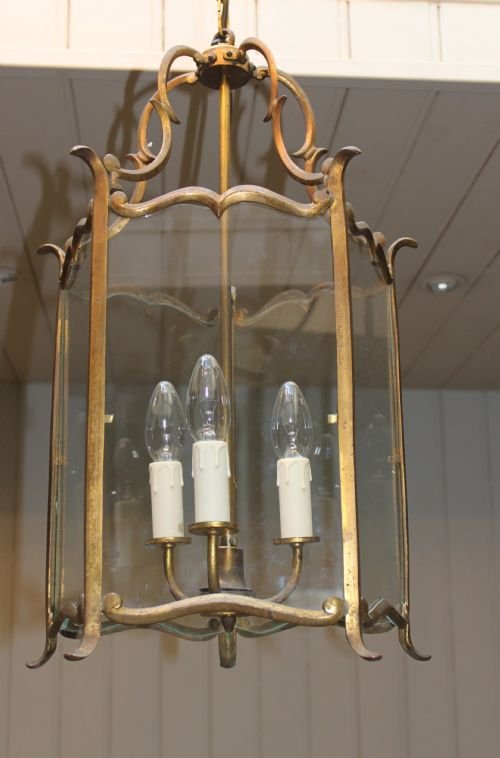 Early 20th Century French Brass Hall Lantern