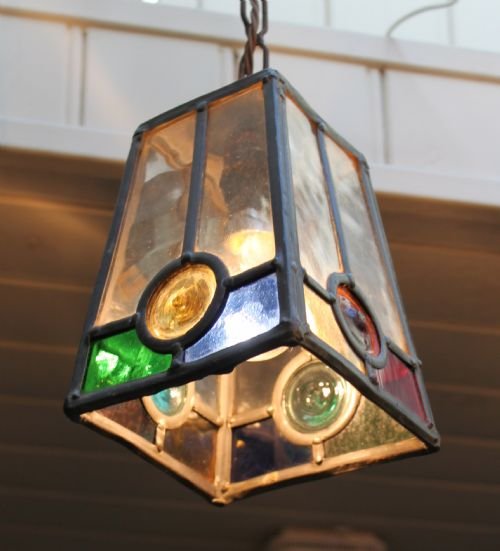 Lead Framed Coloured Glass Lantern