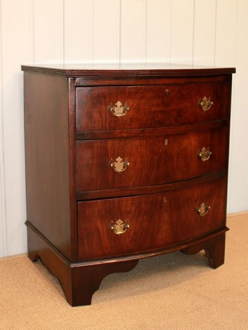 Small Walnut Bow Fronted Chest of Drawers