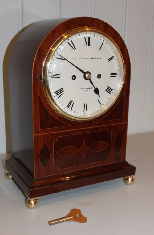 Mahogany and Inlay Arch Top English Bracket Clock