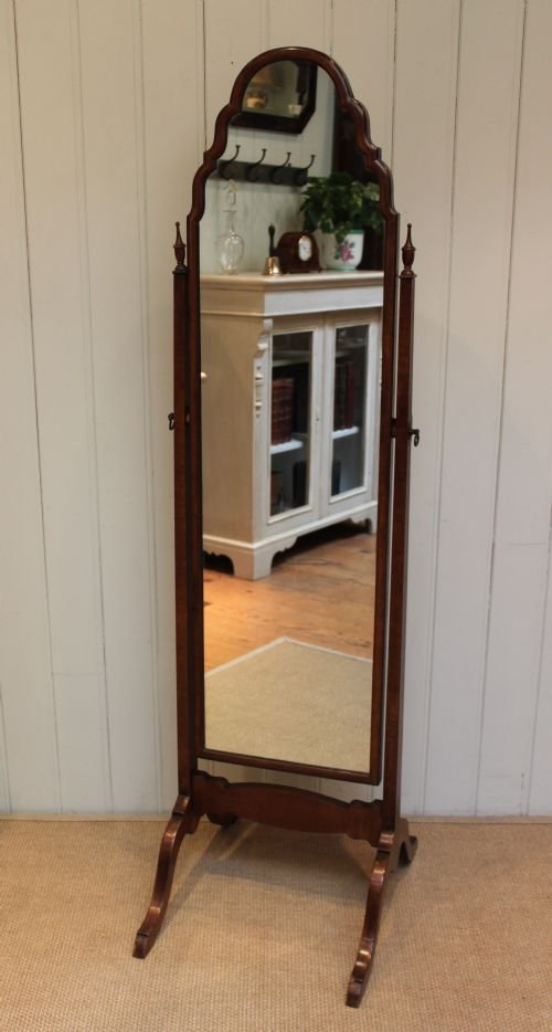 1920s Walnut Cheval Mirror