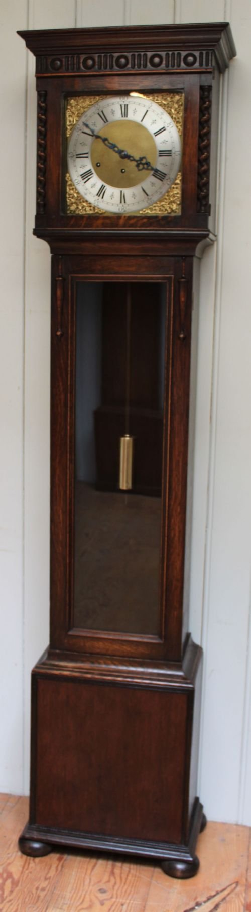 Small Oak Westminster Chime Longcase Clock